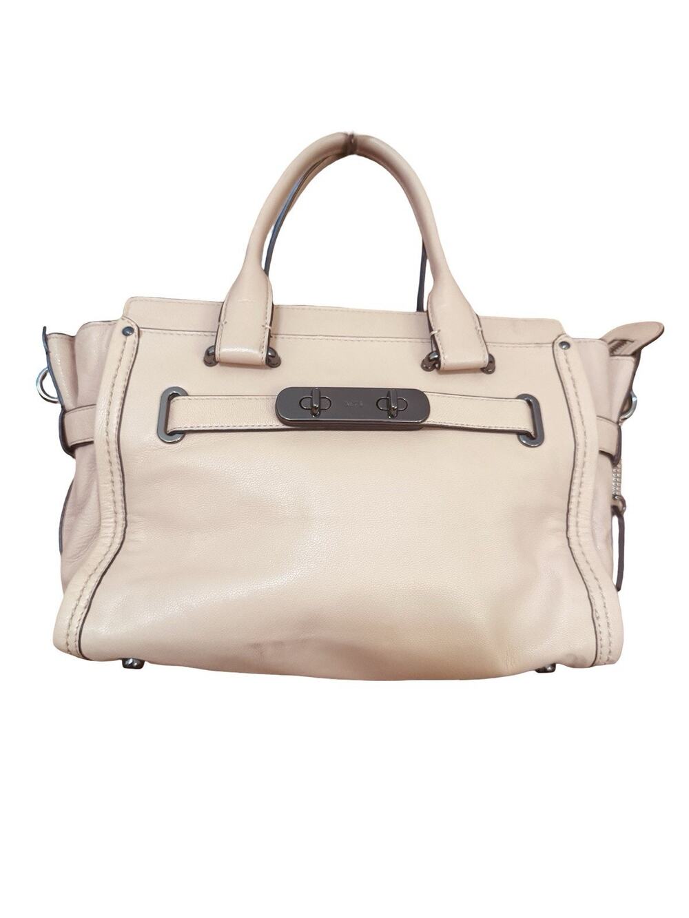Coach Swagger 27 Carryall Satchel Bag Light Blush Pink Leather Gunmetal Hardware